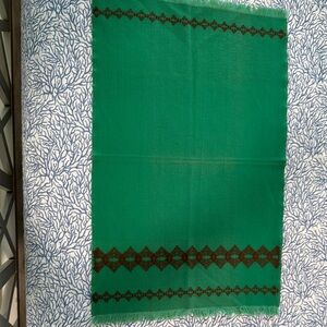Vintage 1950’s Green towel with Brown cross stitch Pattern
